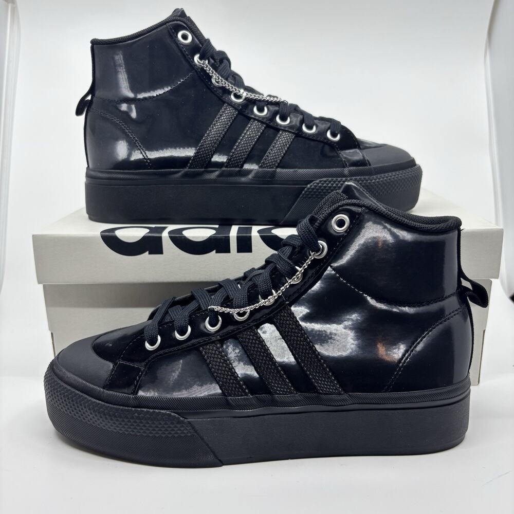 Adidas Bravada 2.0 Platform Mid Shoes Womens Size 7.5 Black Skate Goth Punk New